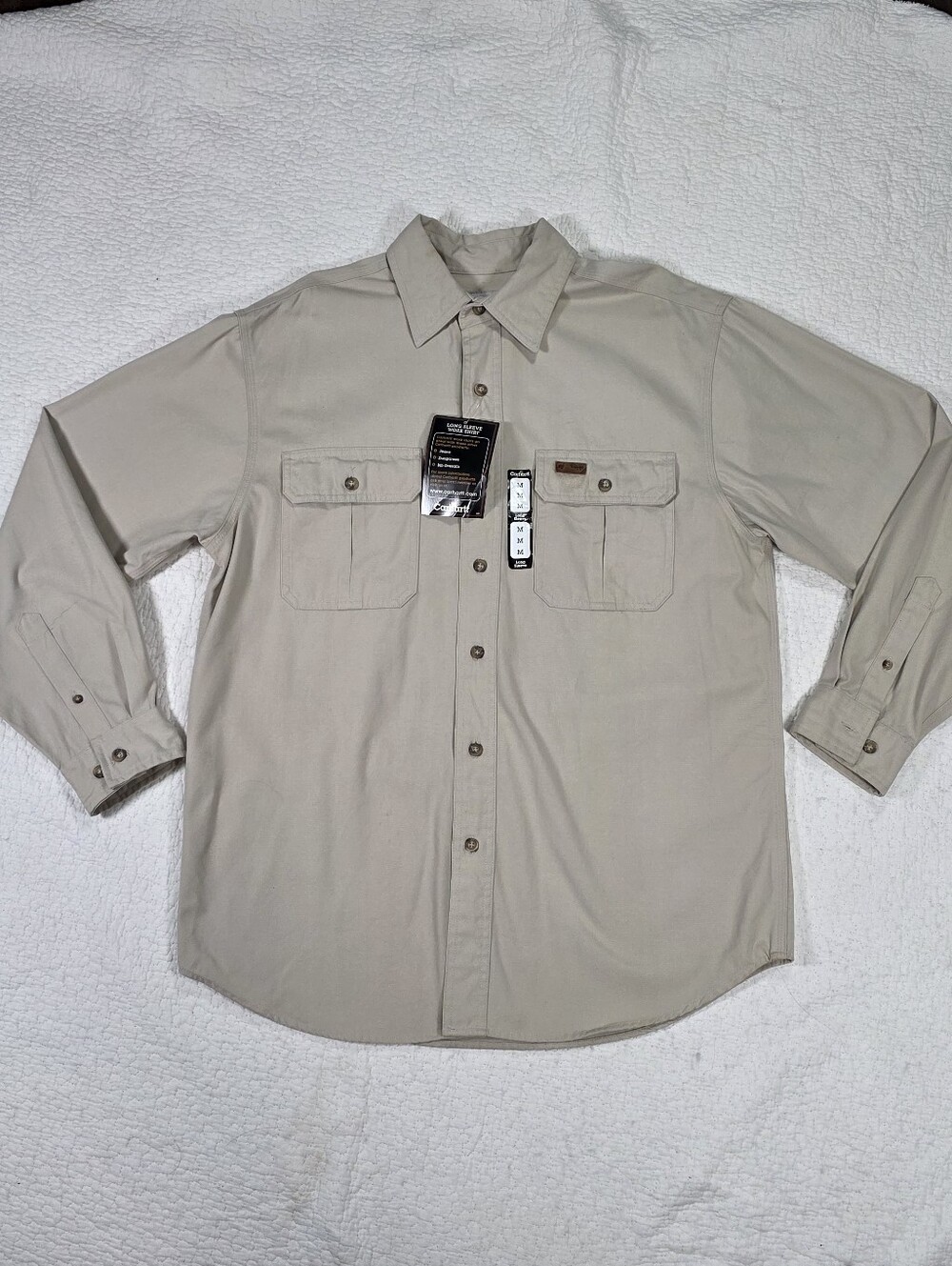 NWT Carharrt Khaki Beige Long Sleeve Work Shirt
